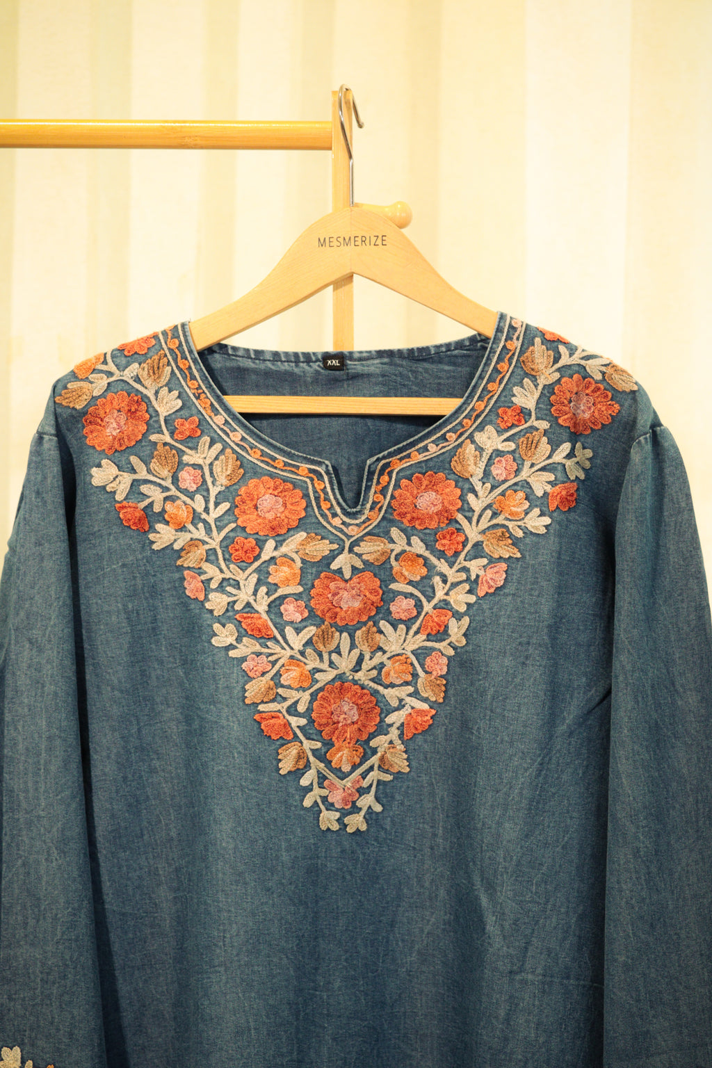 Embroidered Denim-Style Co-ord Set