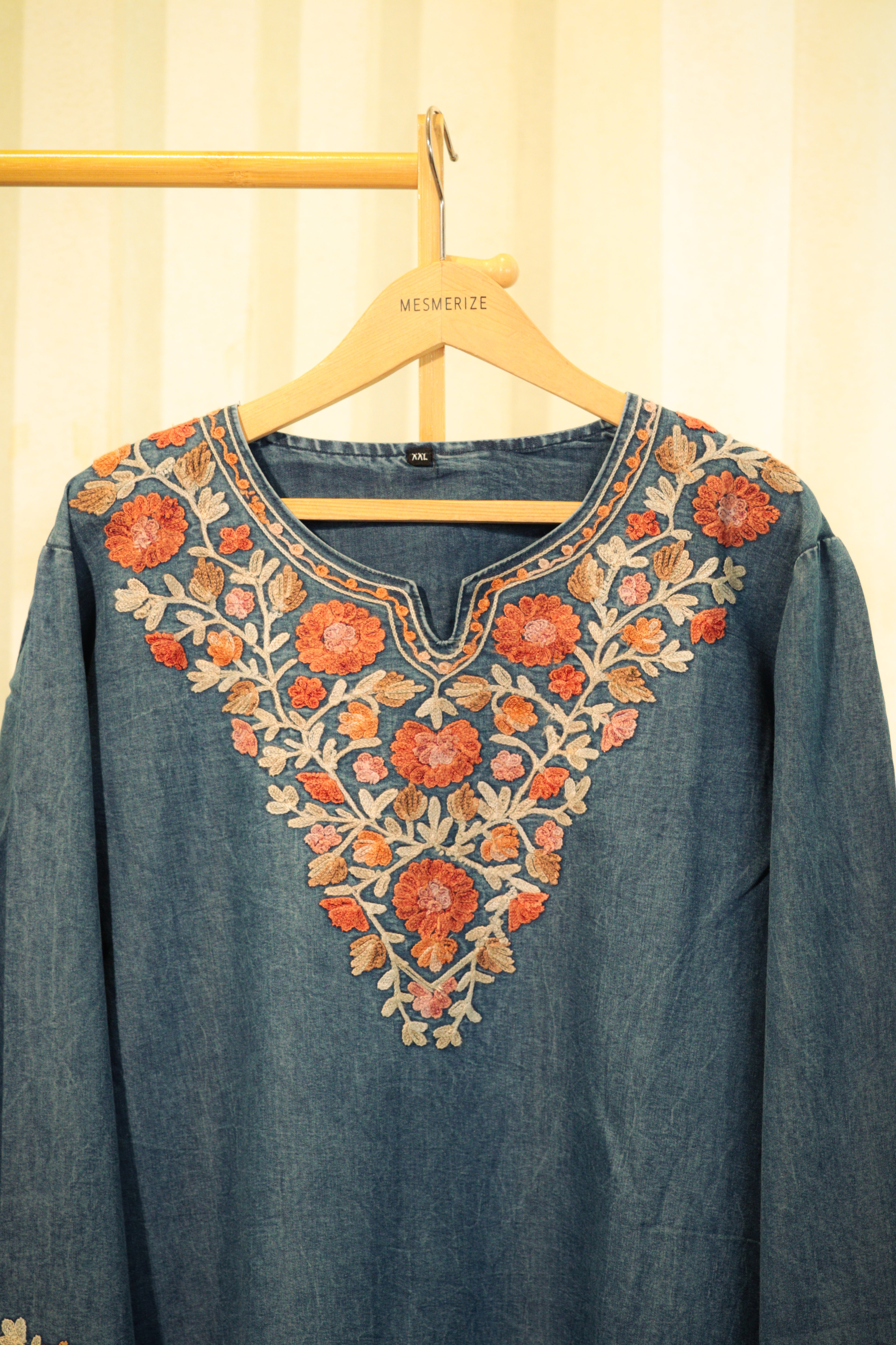 Embroidered Denim-Style Co-ord Set
