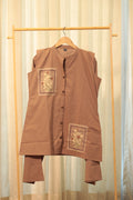 Taupe Orchid Embroidered Two-Piece Set