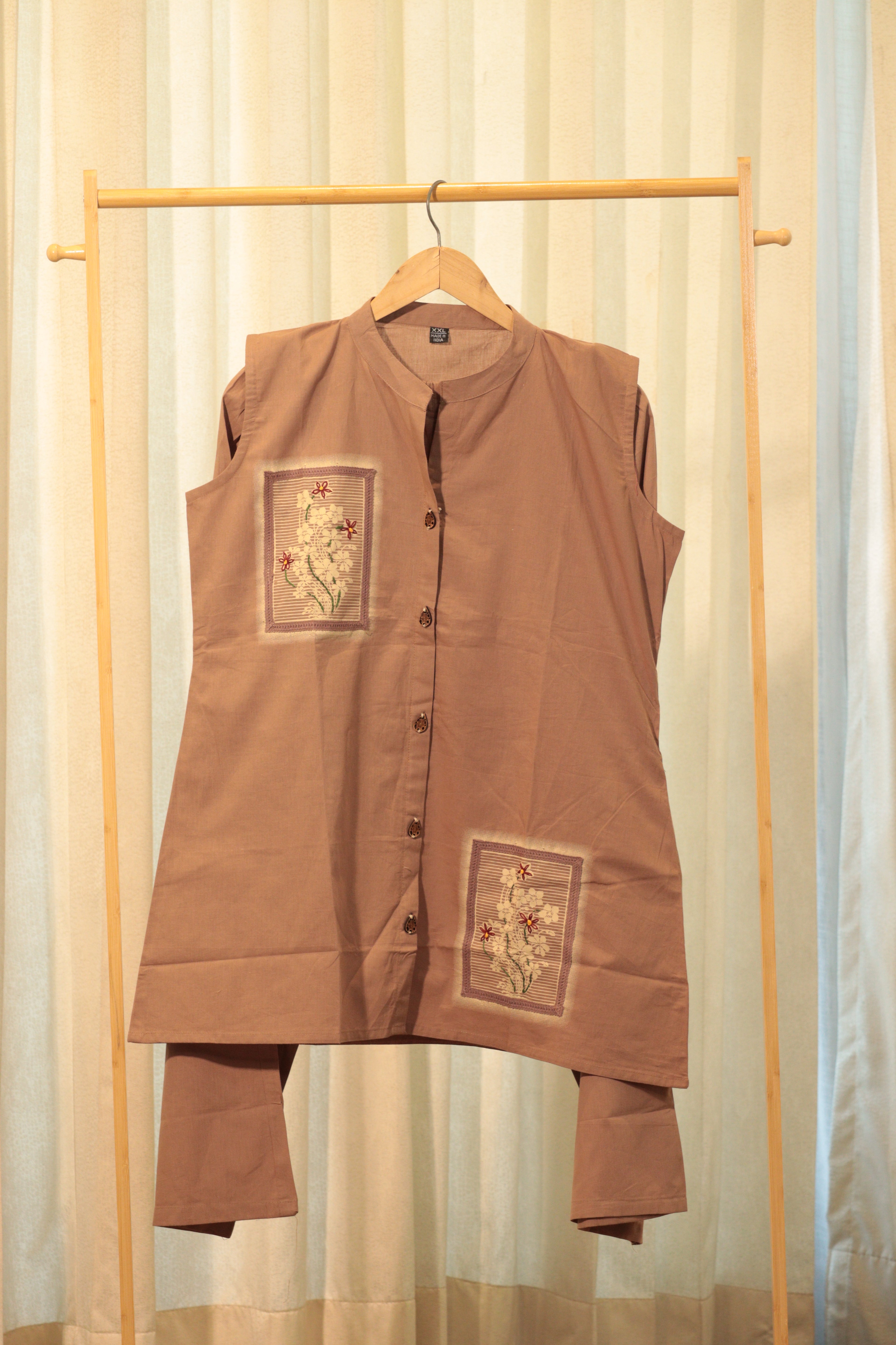 Taupe Orchid Embroidered Two-Piece Set
