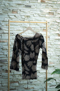 Botanical Lace-Trimmed Bell Sleeve Top