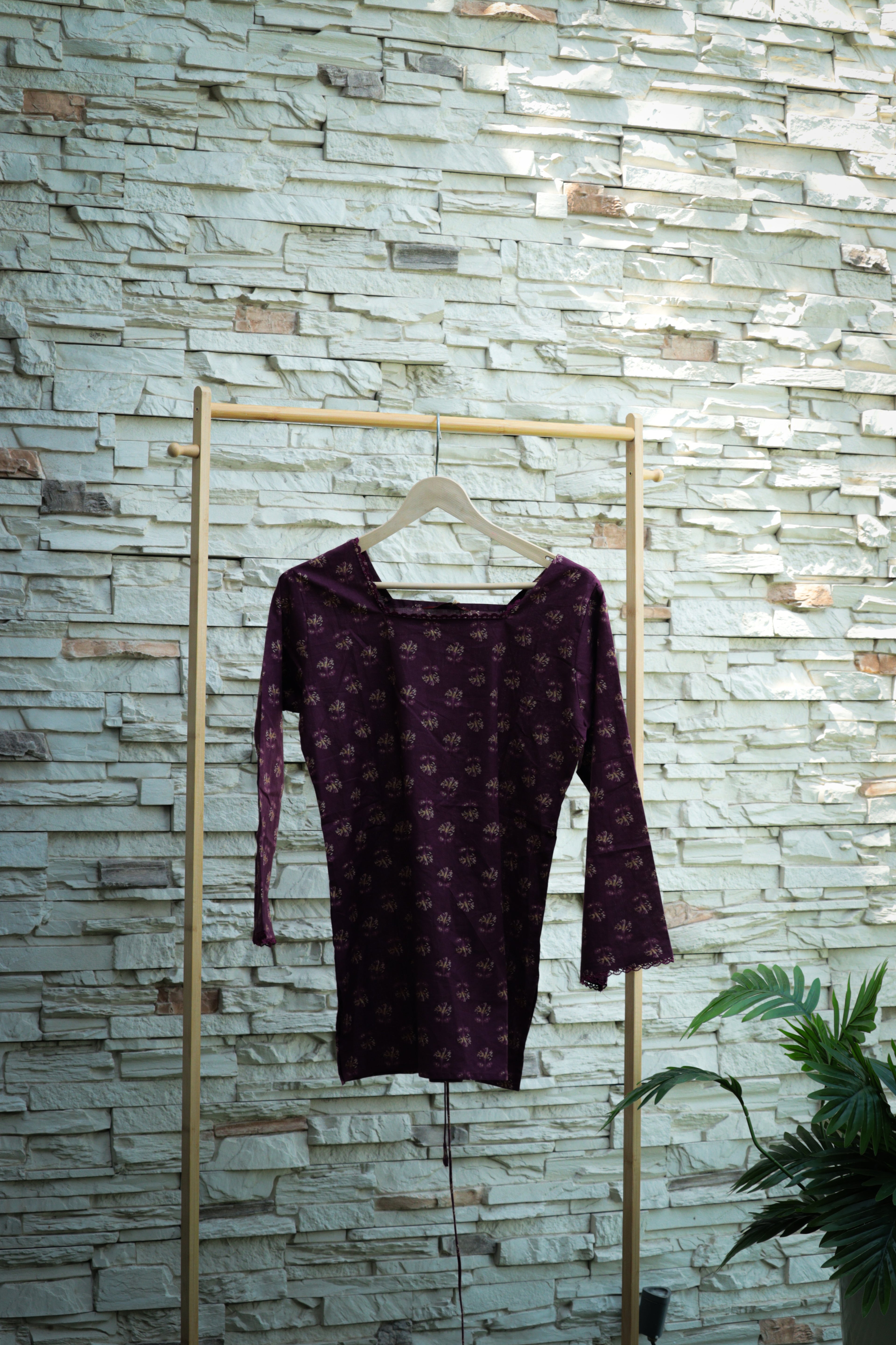 Delicate Lace-Trimmed Printed Top