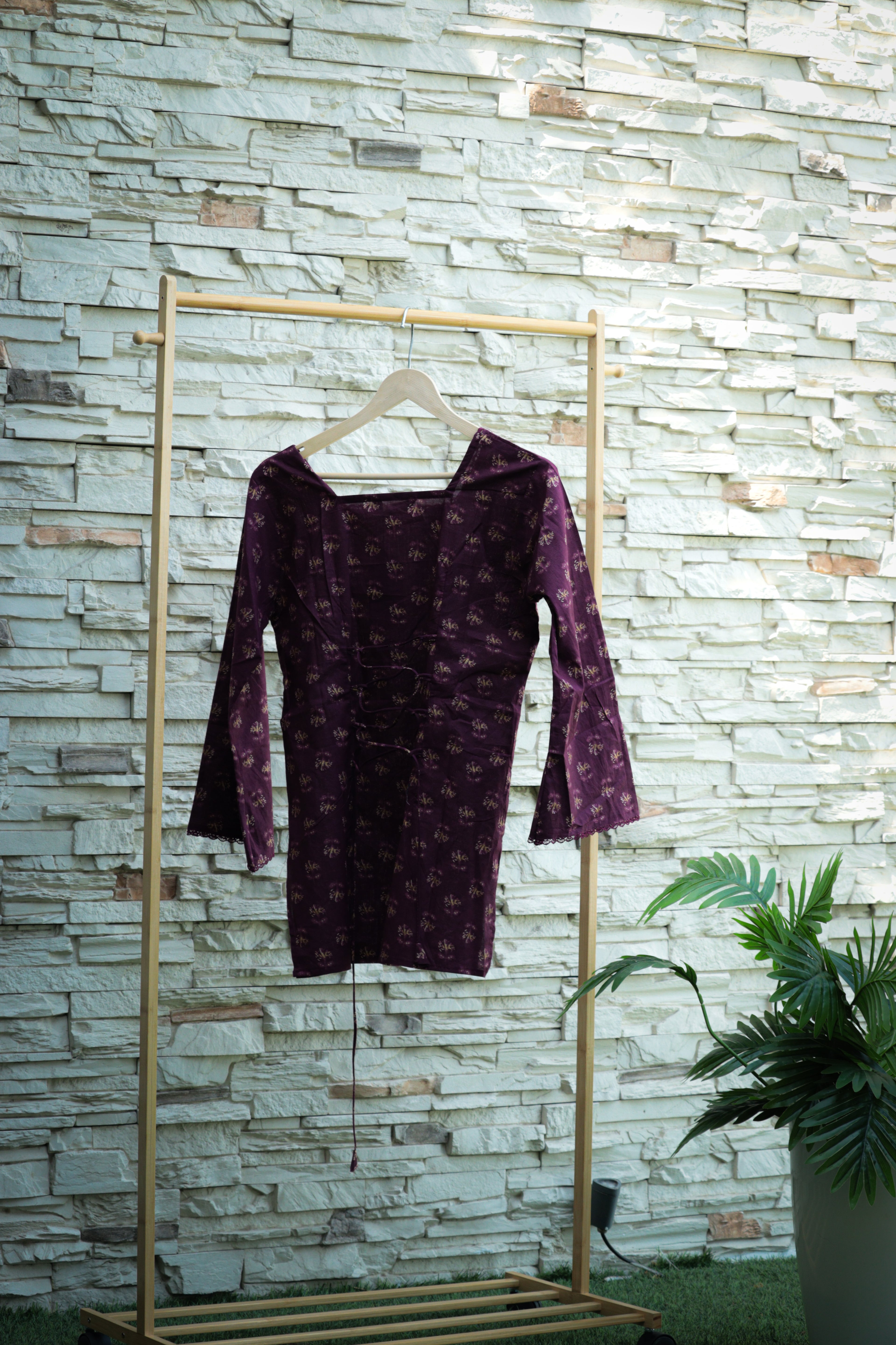 Delicate Lace-Trimmed Printed Top