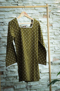 Crochet-Trimmed Printed Bell Sleeve Top