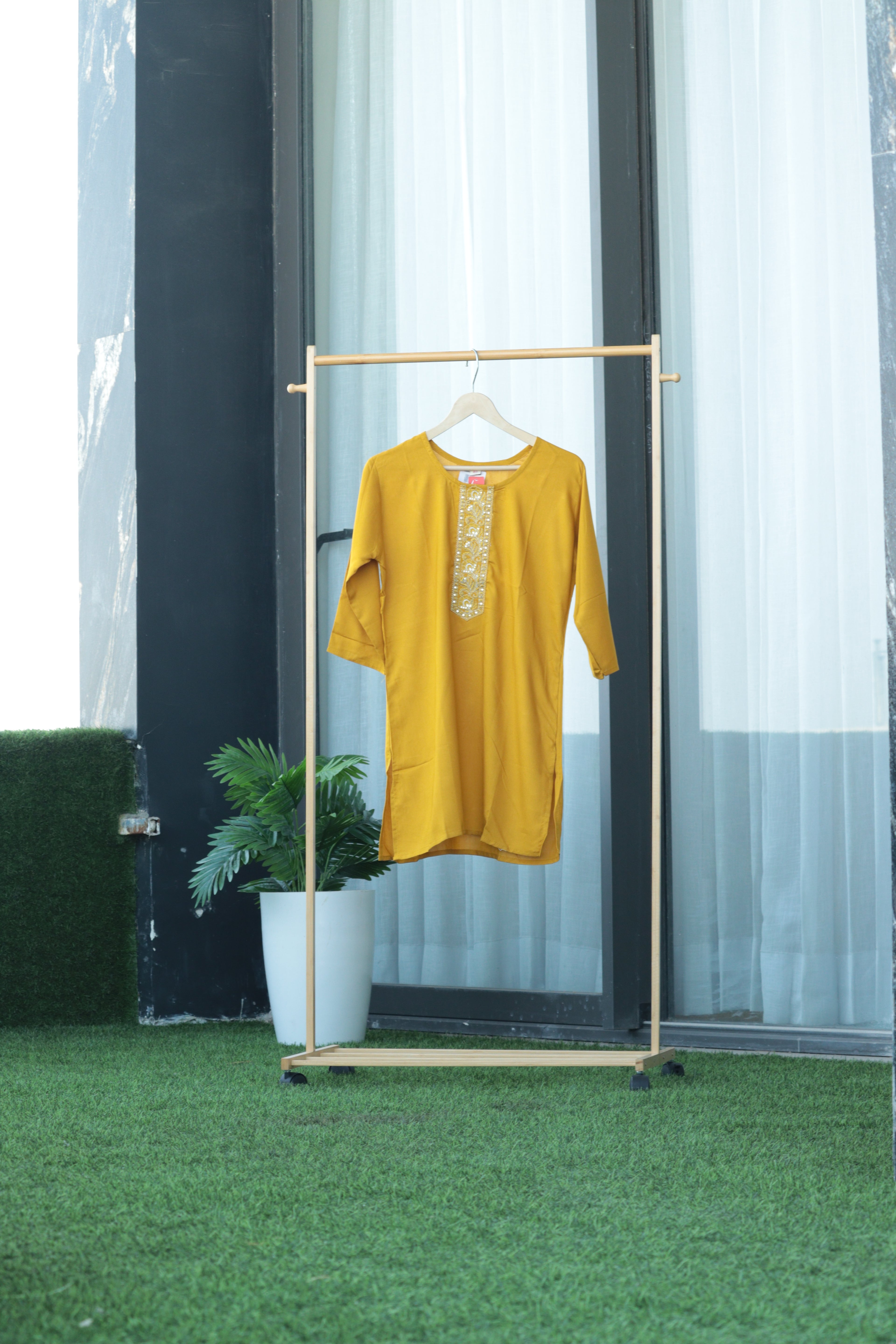 Mustard Radiance Hand-Embroidered Kurti