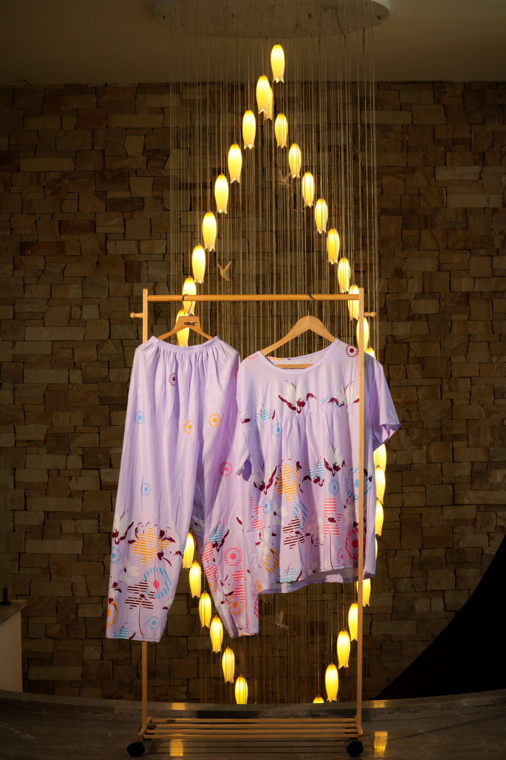 Two-Piece Gathered Floral Pyjama Set