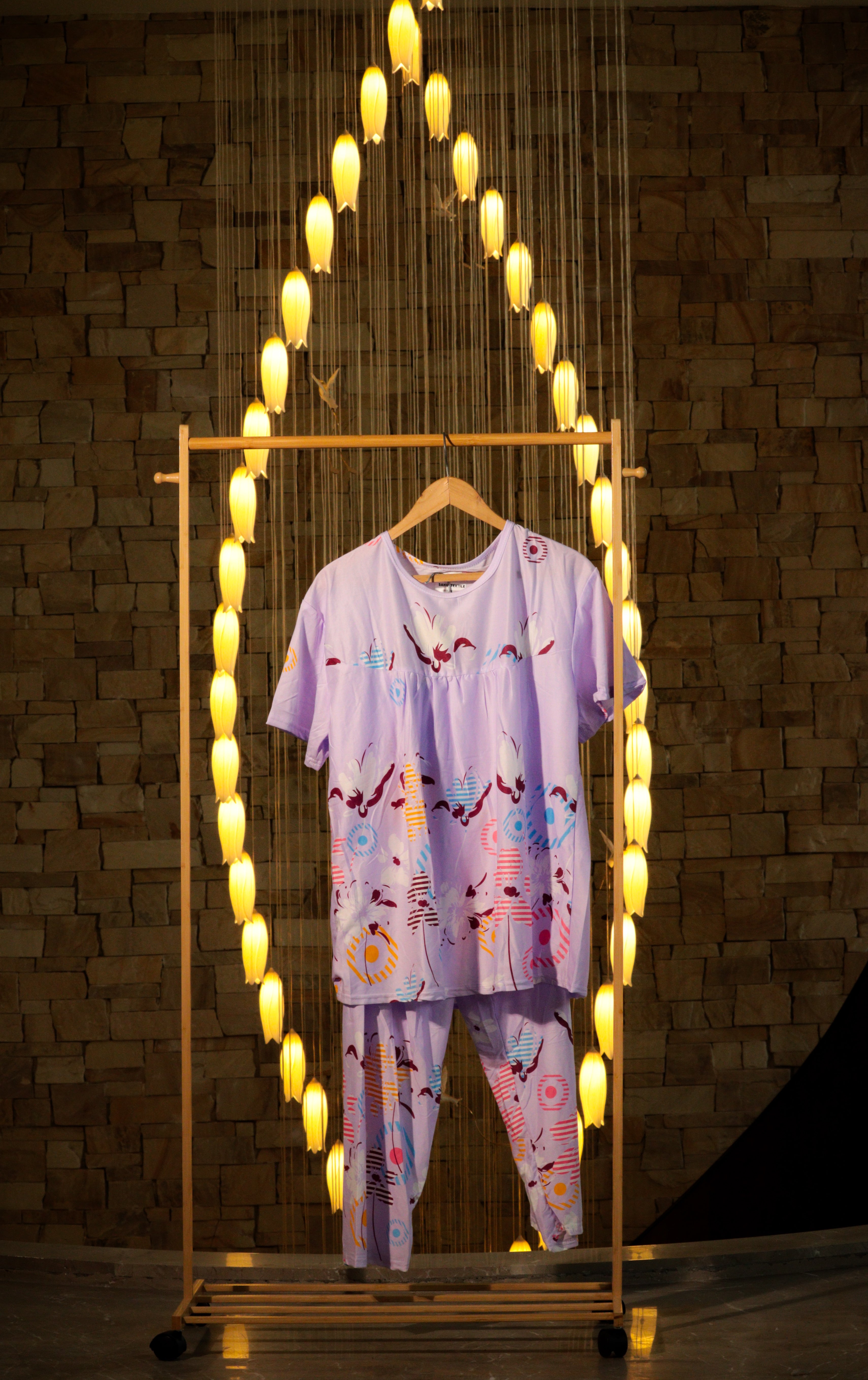 Two-Piece Gathered Floral Pyjama Set