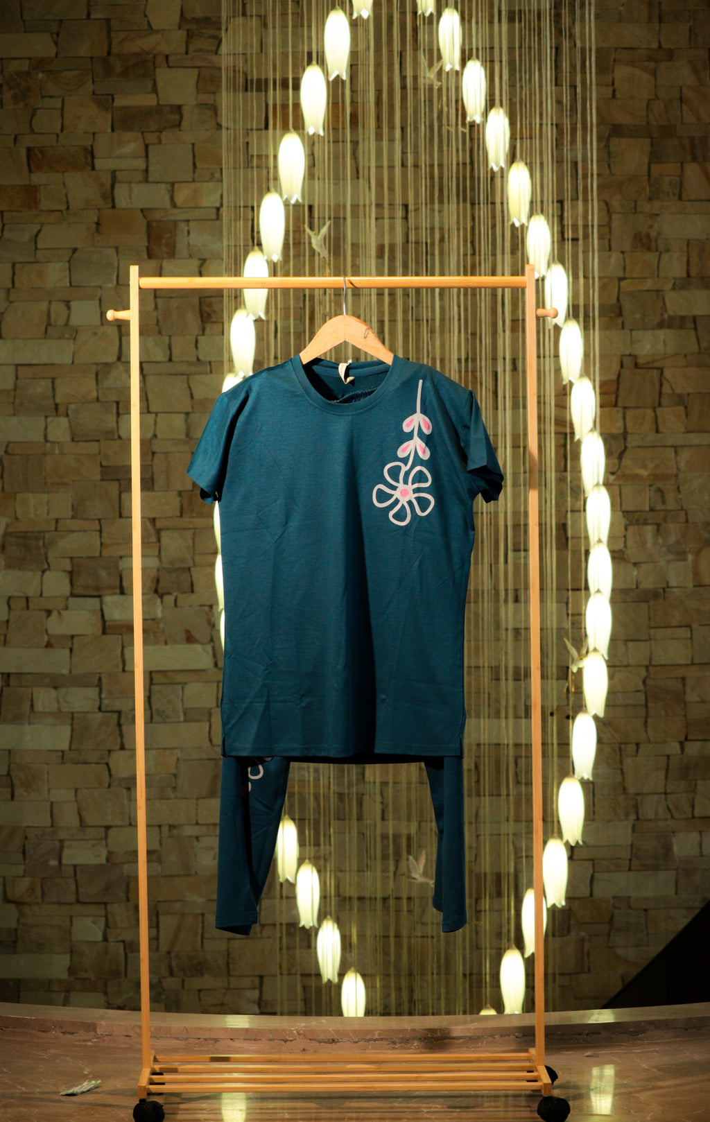 Pin-Tucked Geometric Border Suit Set