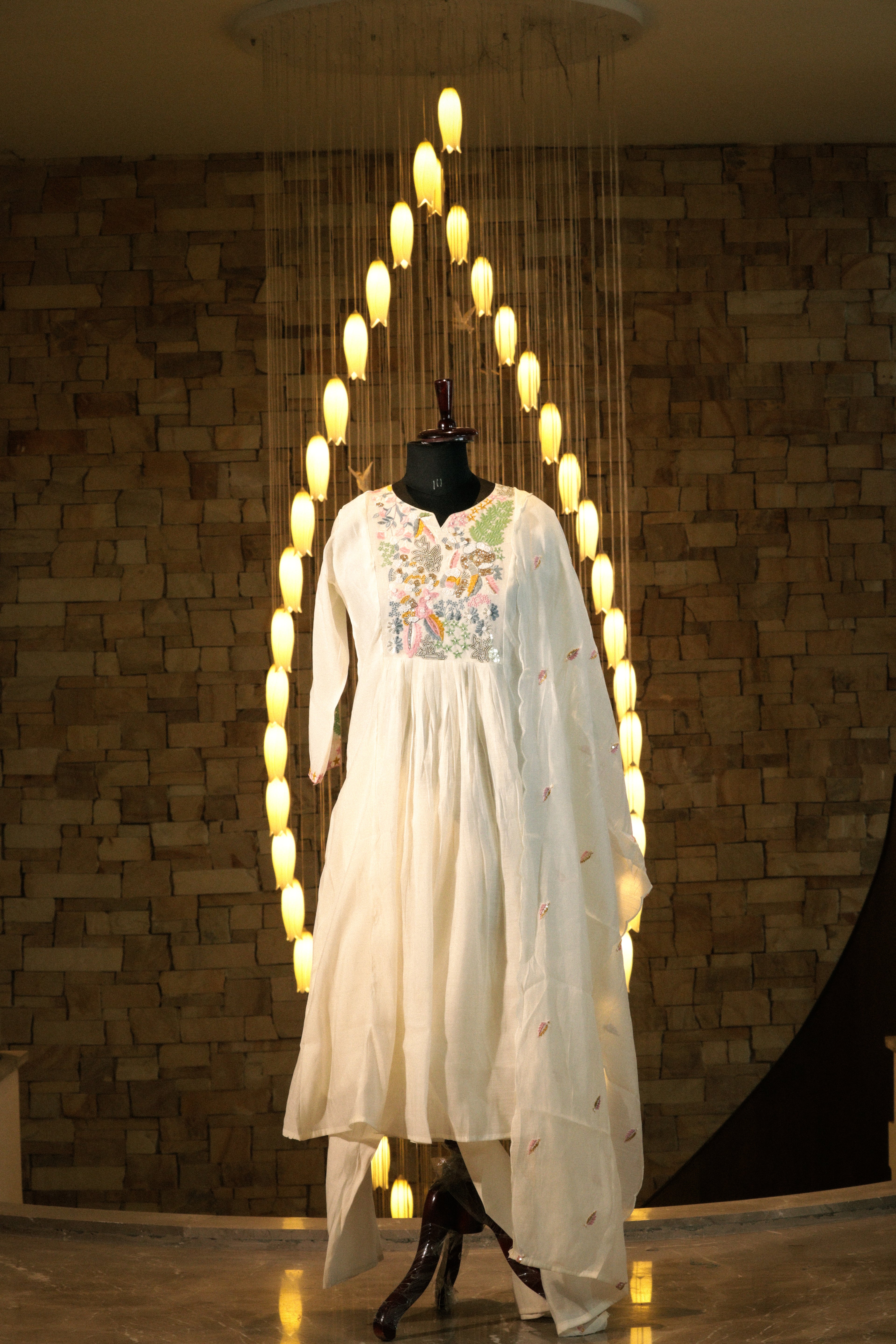 Pastel Embroidered Flared Suit Set