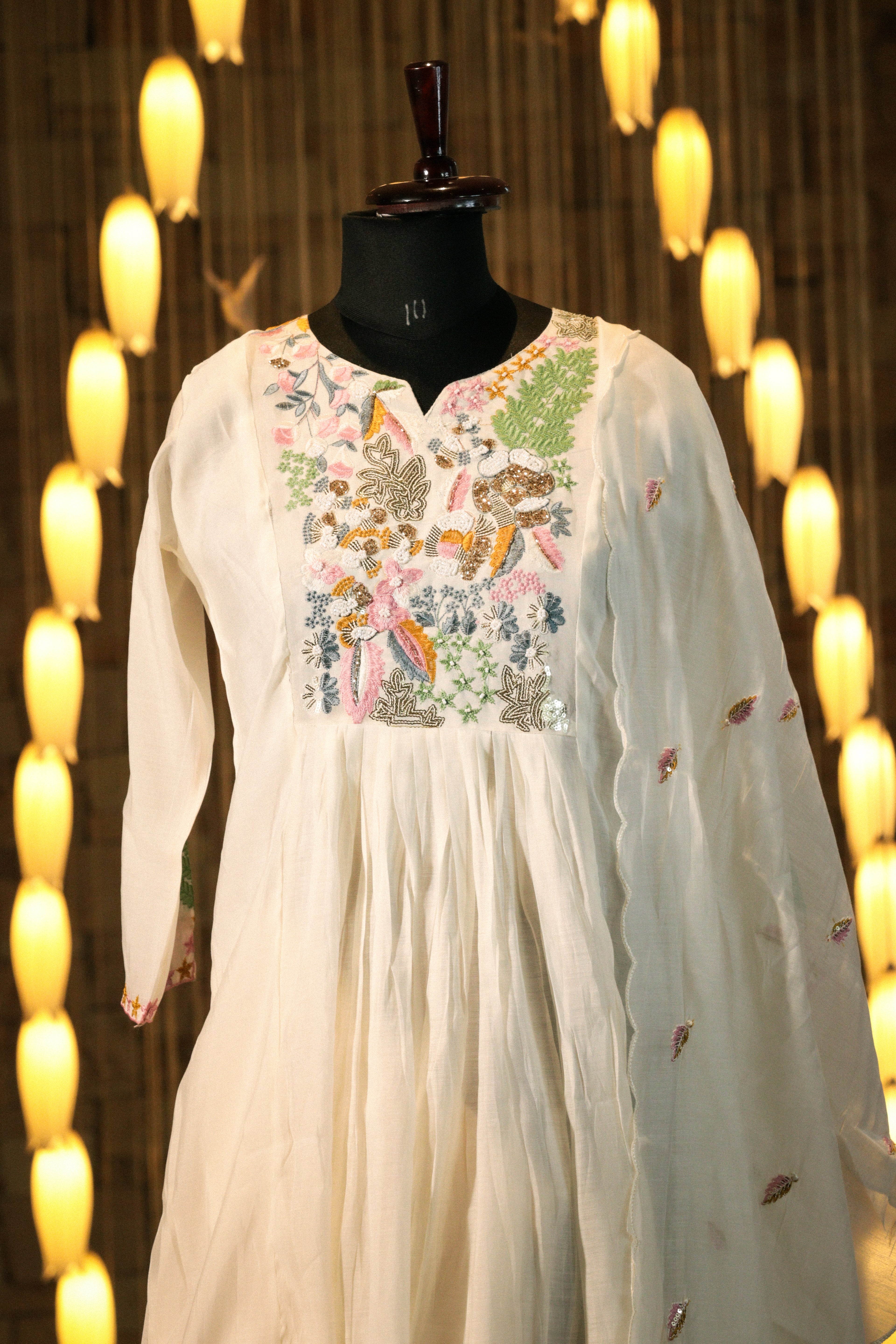 Pastel Embroidered Flared Suit Set