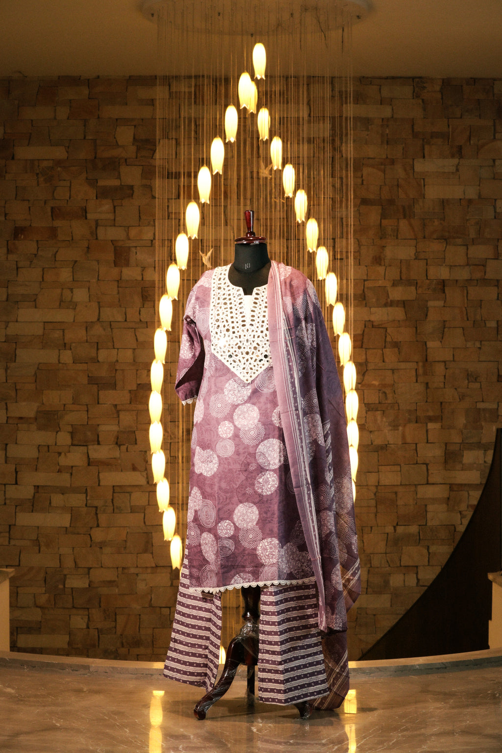 Mirror-Work Heavy Yoke Suit Set