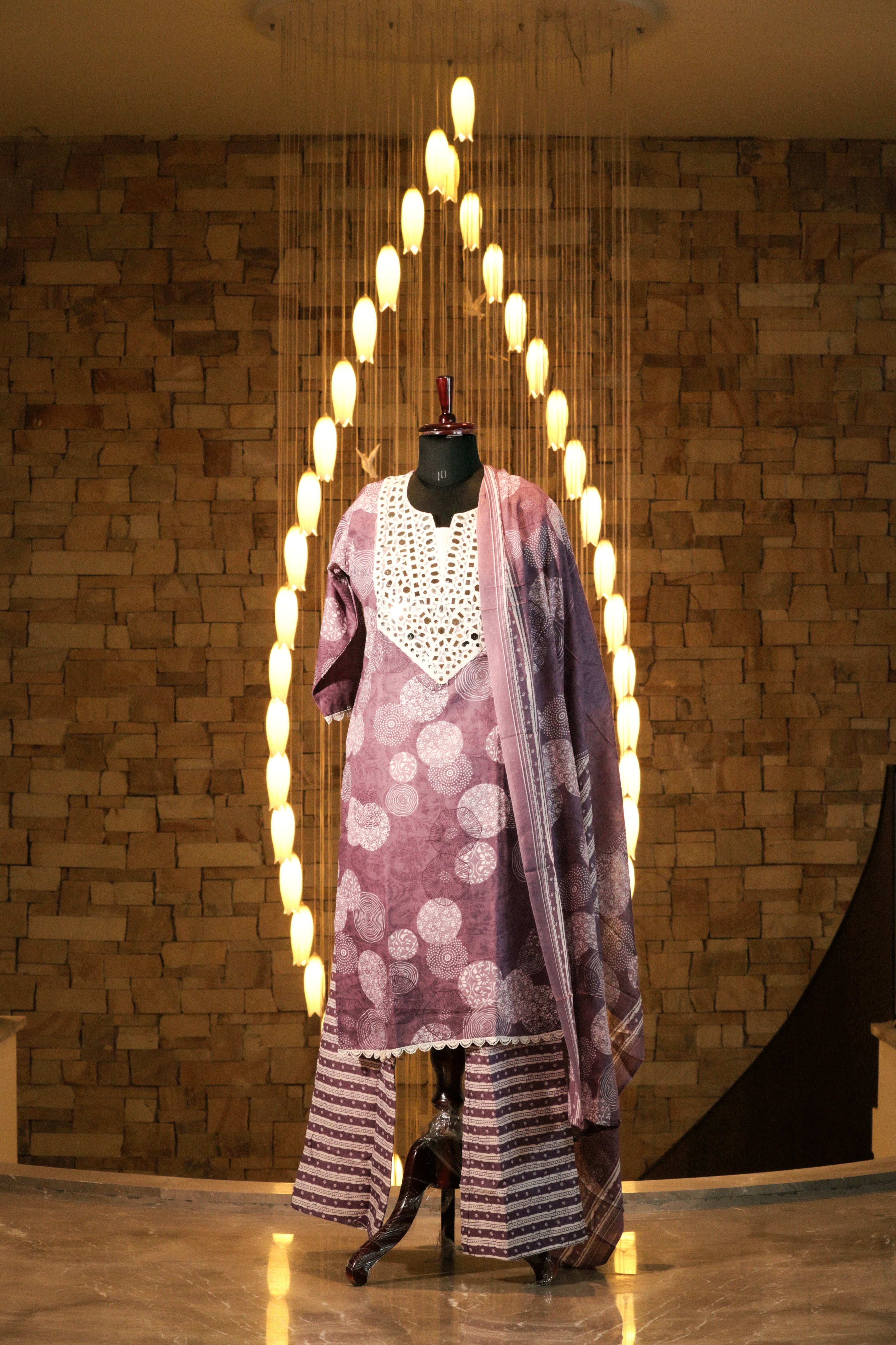 Mirror-Work Heavy Yoke Suit Set