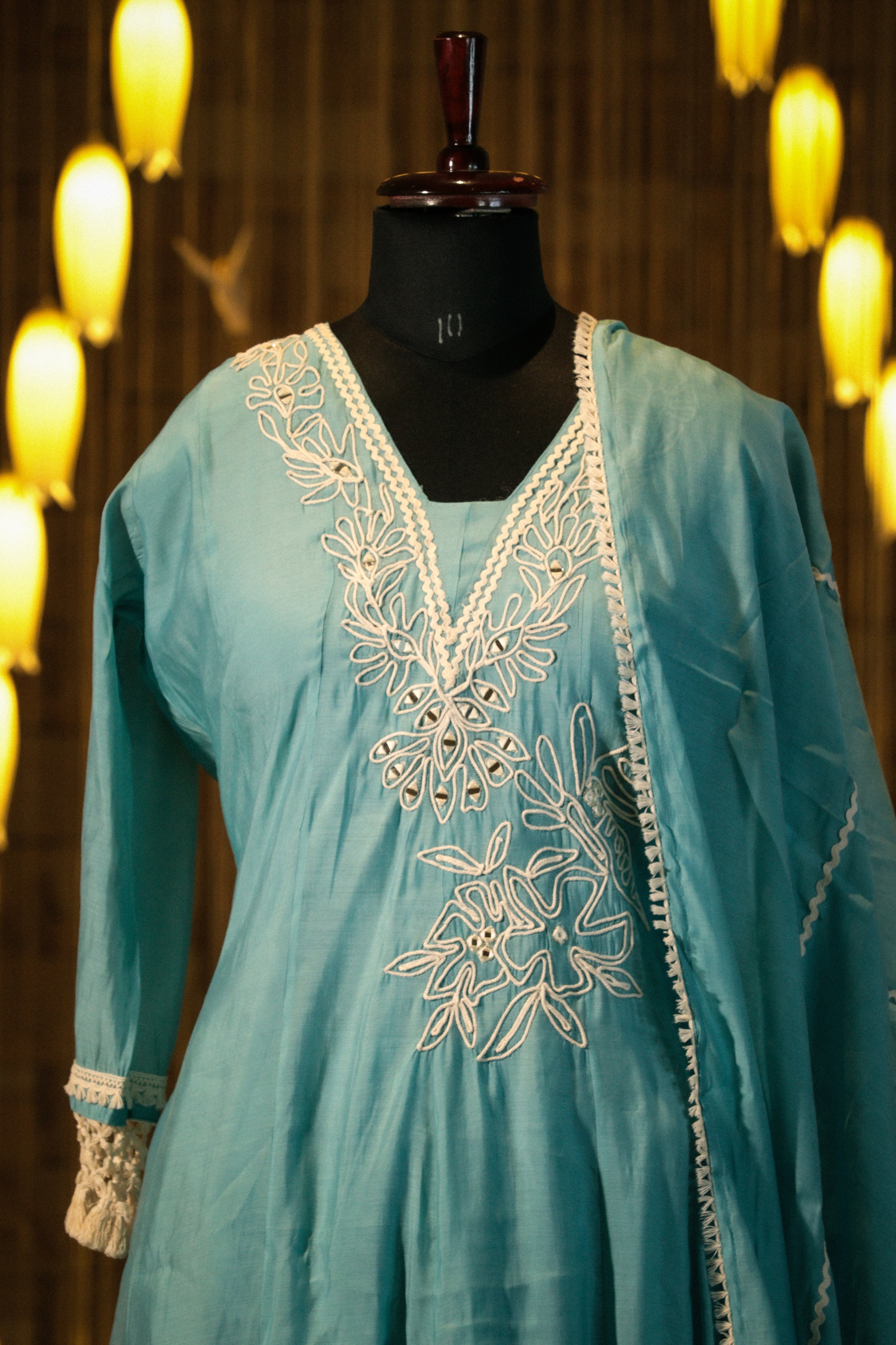 Textured Mirror-Work Suit Set