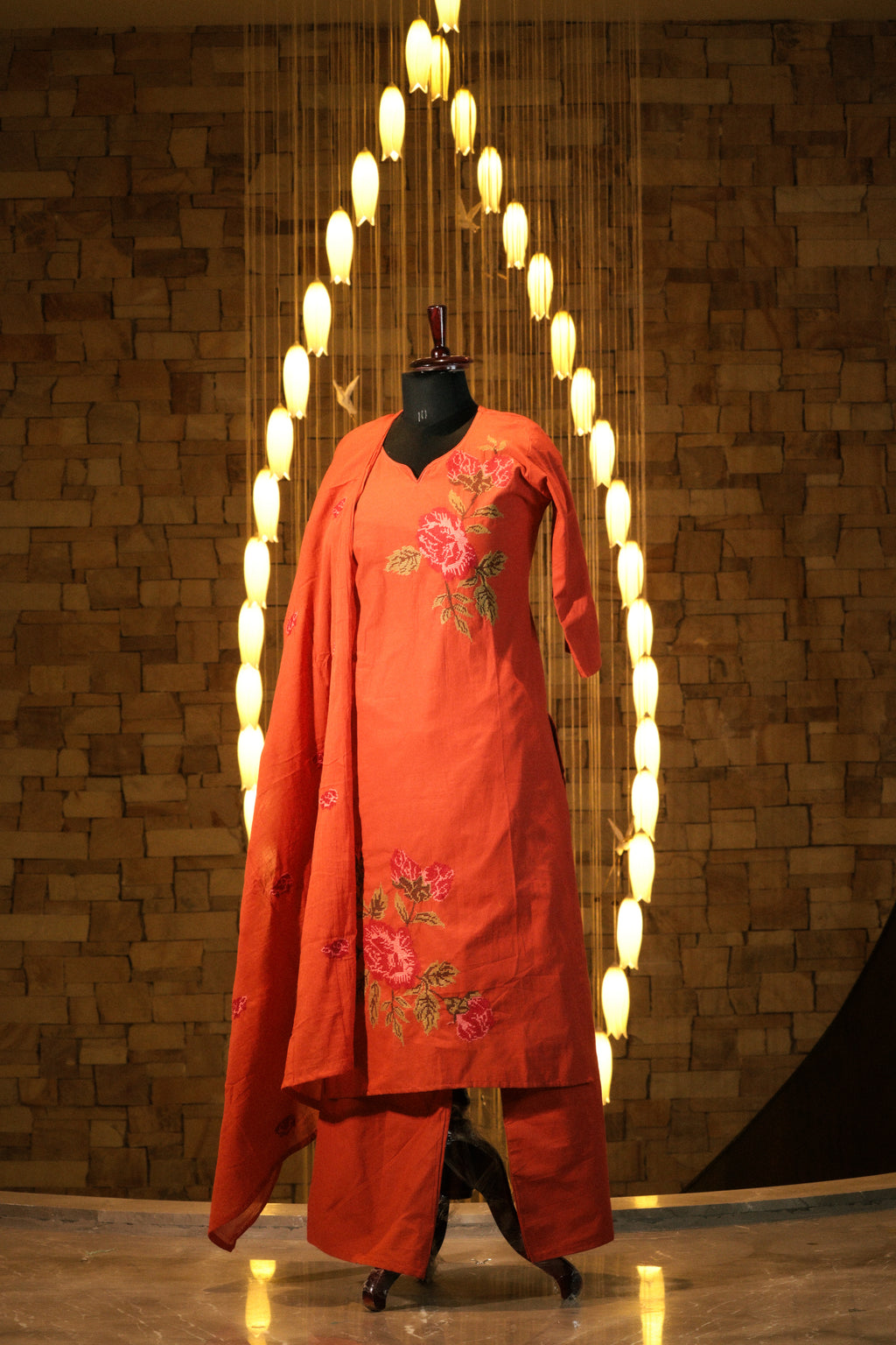 Asymmetrical Embroidered Suit Set