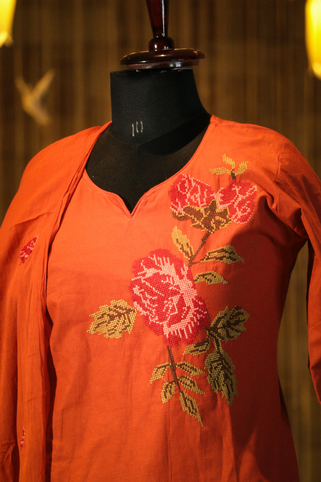 Asymmetrical Embroidered Suit Set