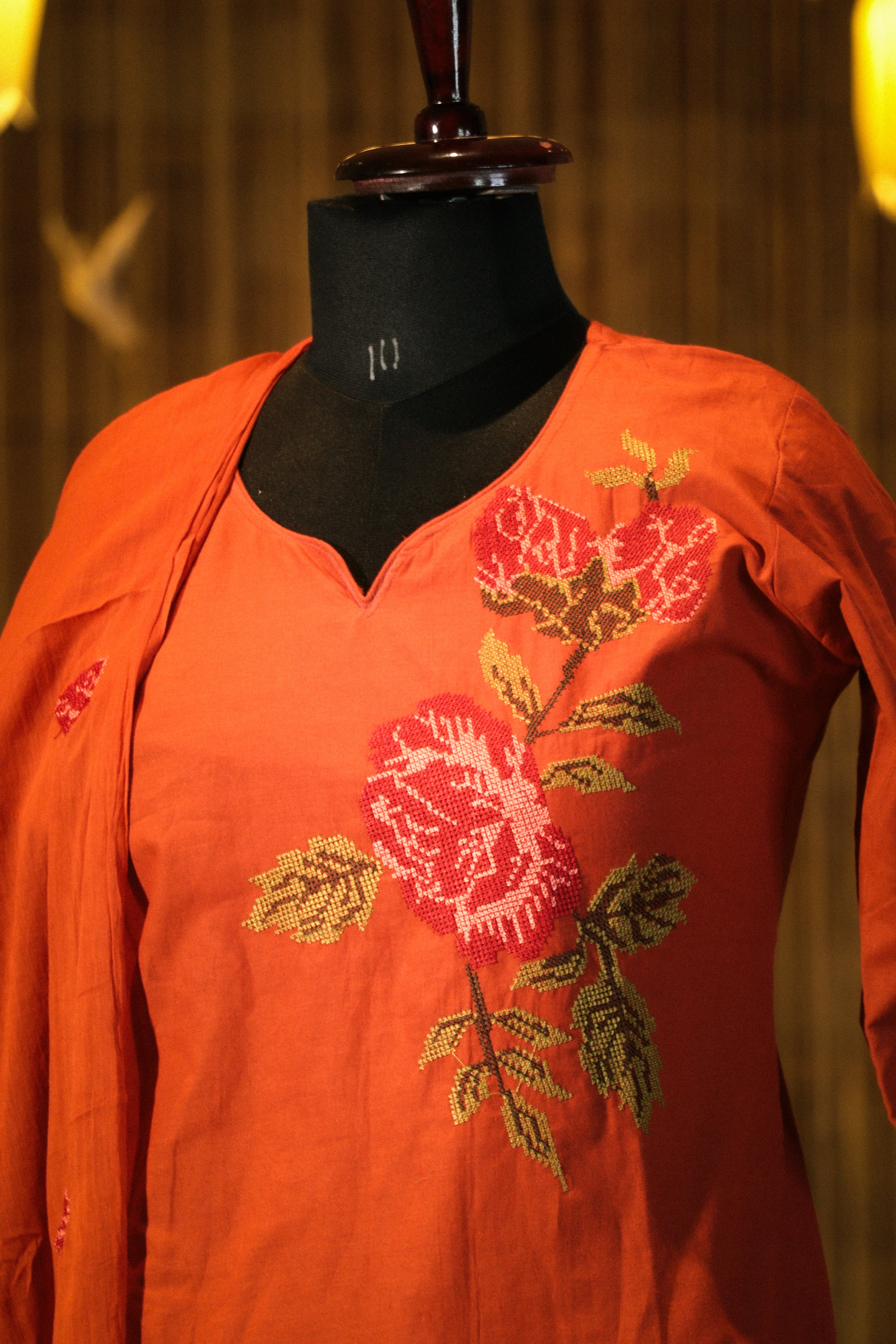 Asymmetrical Embroidered Suit Set