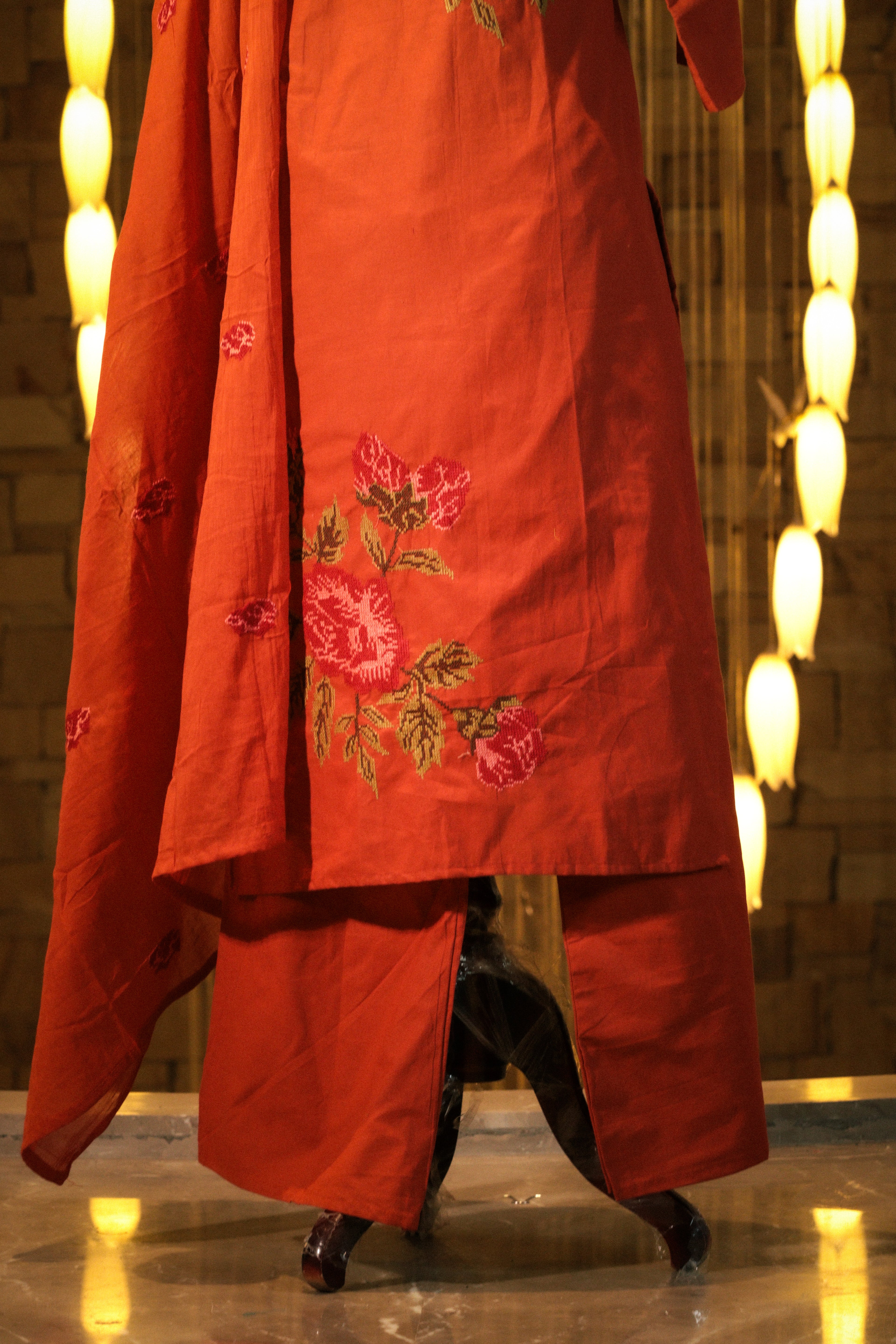 Asymmetrical Embroidered Suit Set