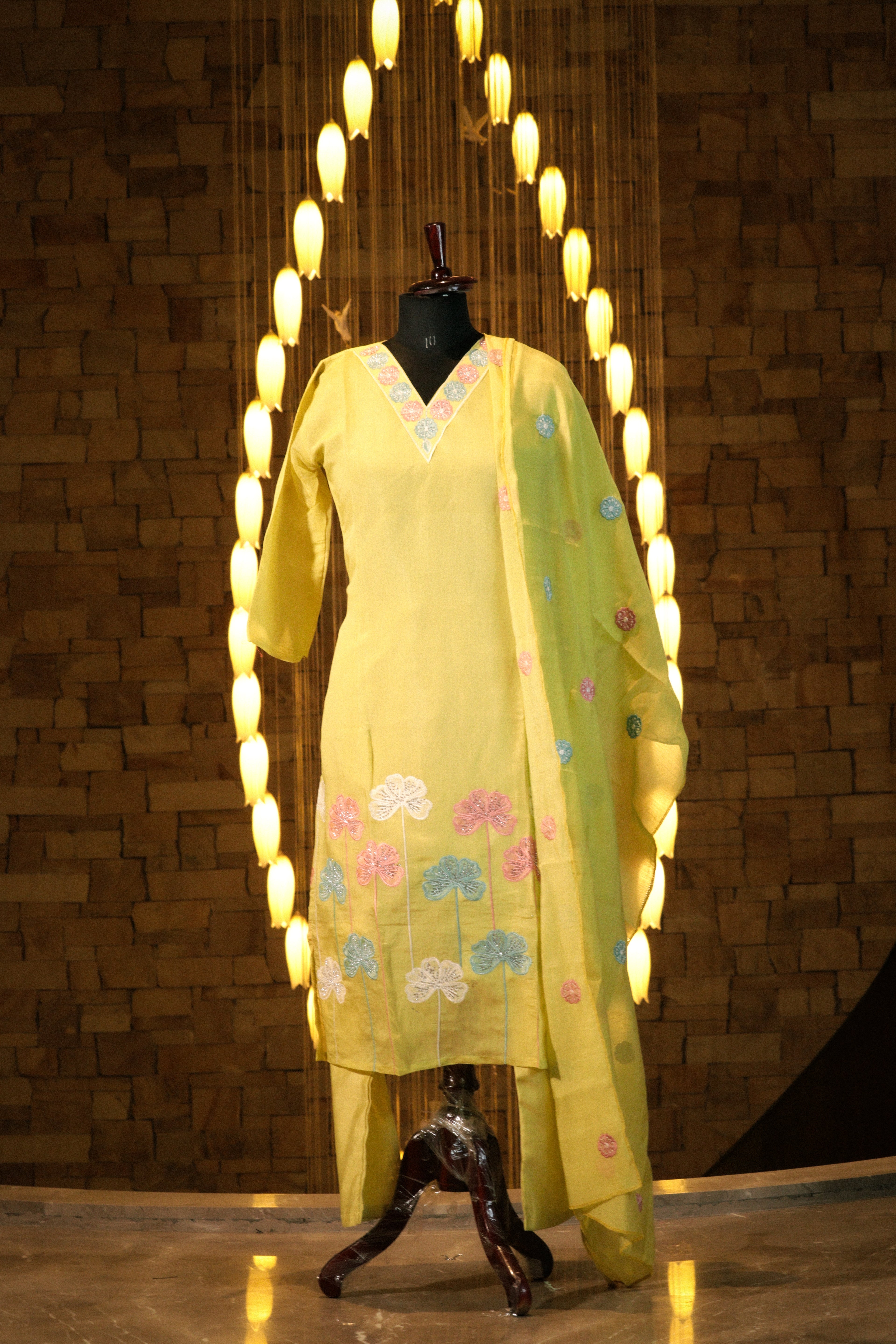 Pastel Embroidered Straight Suit with Dupatta