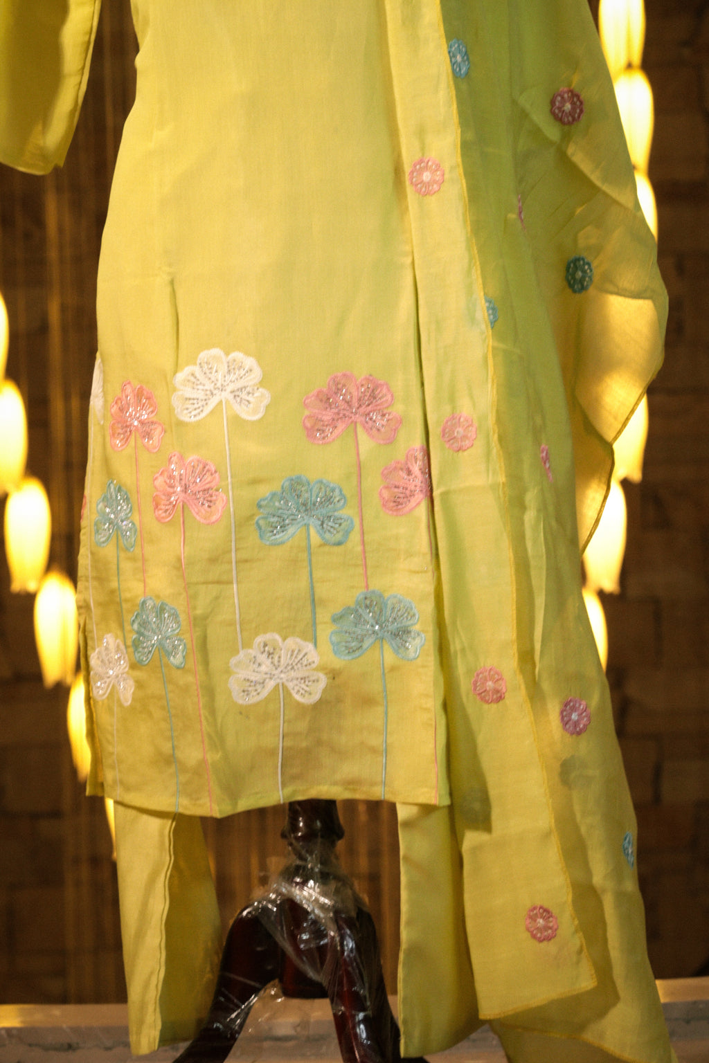 Pastel Embroidered Straight Suit with Dupatta