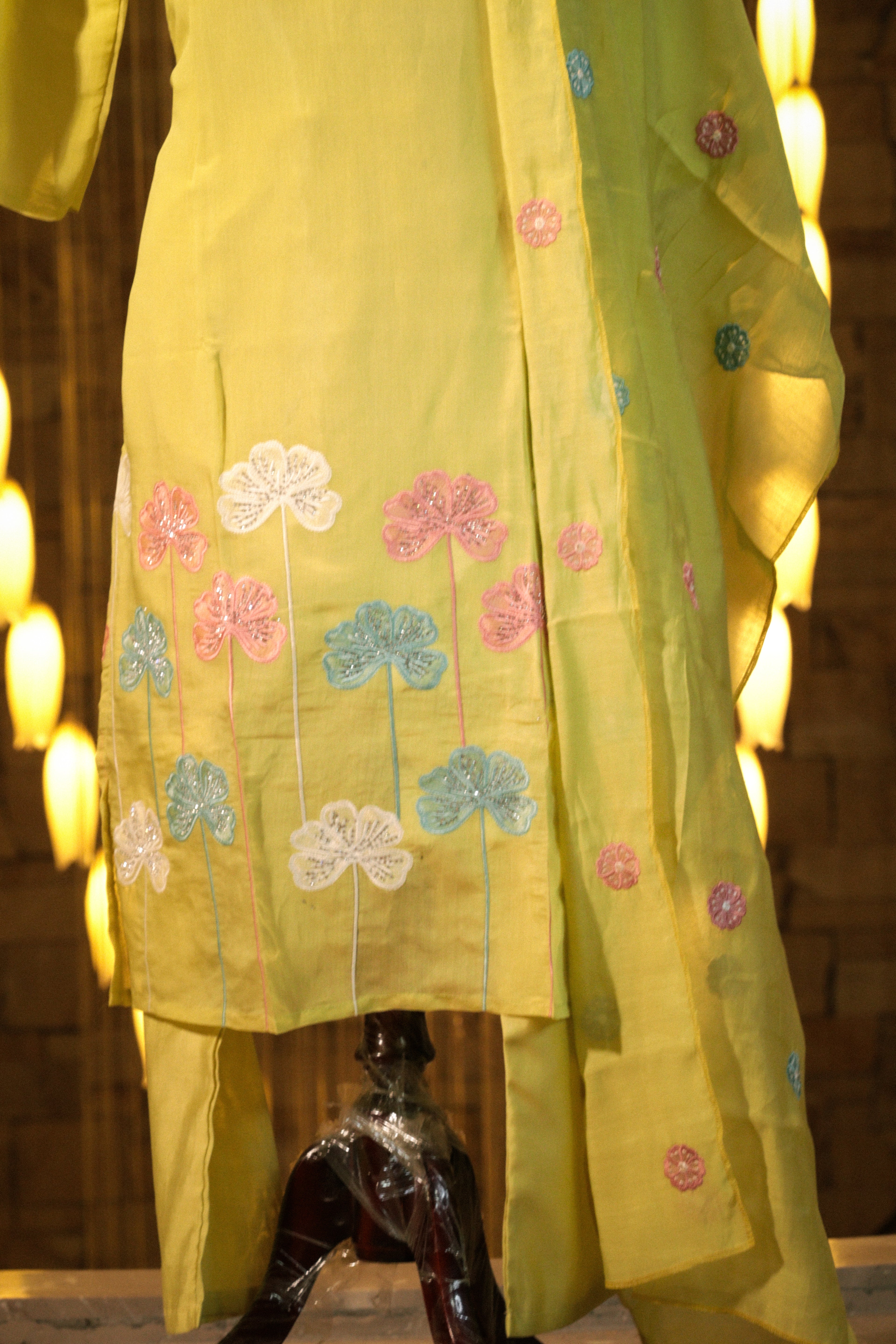 Pastel Embroidered Straight Suit with Dupatta